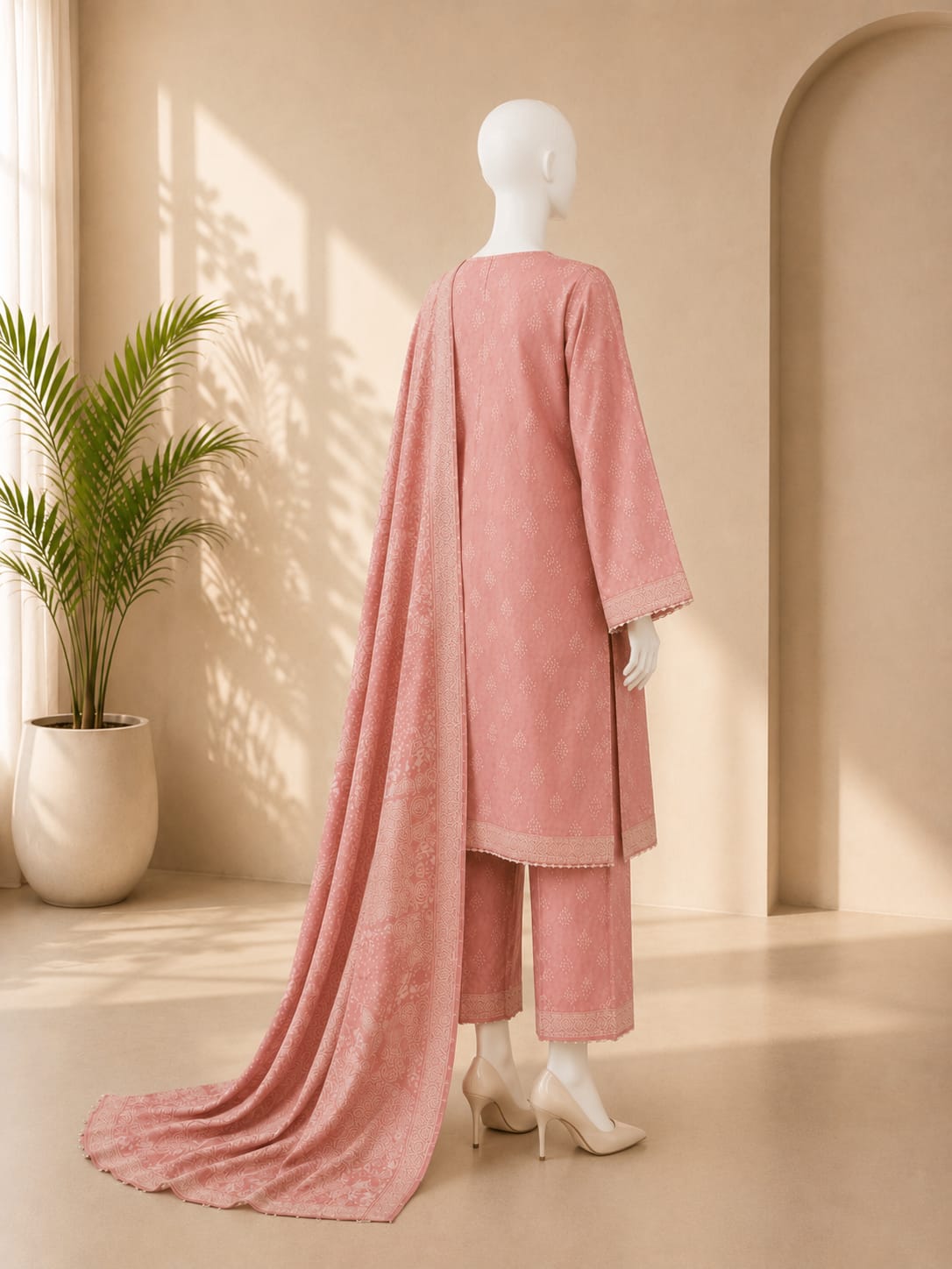 Bin Saeed Lawn 3PC - Pink