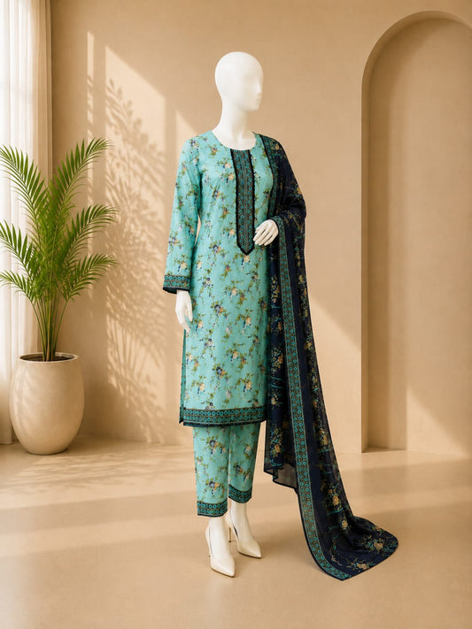 Bin Saeed Lawn 3PC - Light Blue