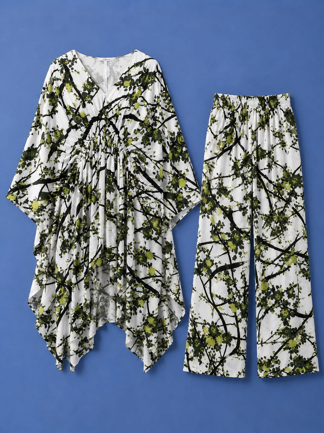 Printed Co-Ord Set - Off White & Green
