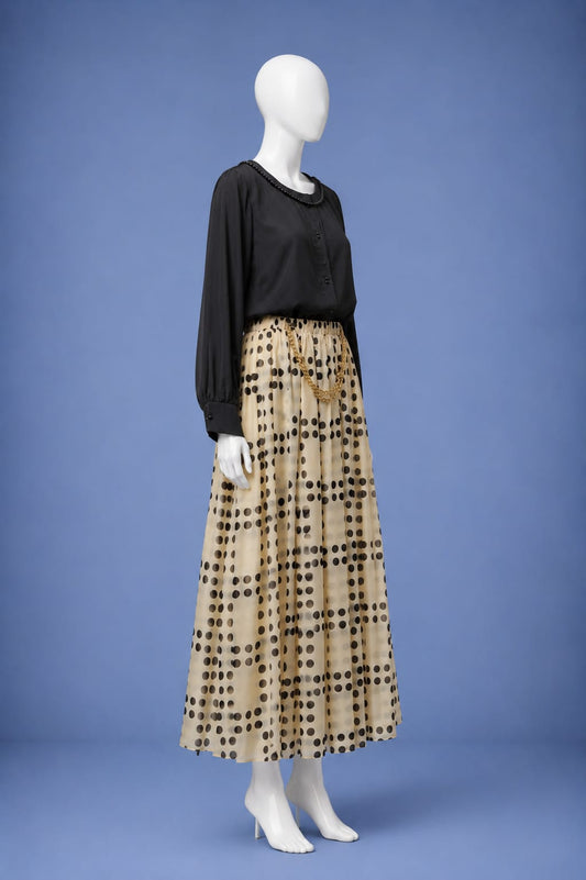 Printed Maxi Dress - Cream & Black