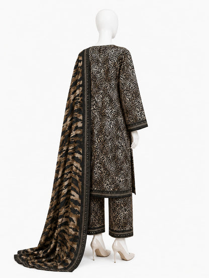 Bin Saeed Lawn 3PC - Black & Beige