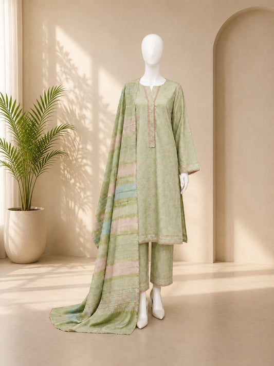 Bin Saeed Lawn 3PC - Light Green