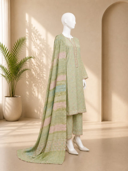 Bin Saeed Lawn 3PC - Light Green