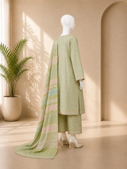 Bin Saeed Lawn 3PC - Light Green