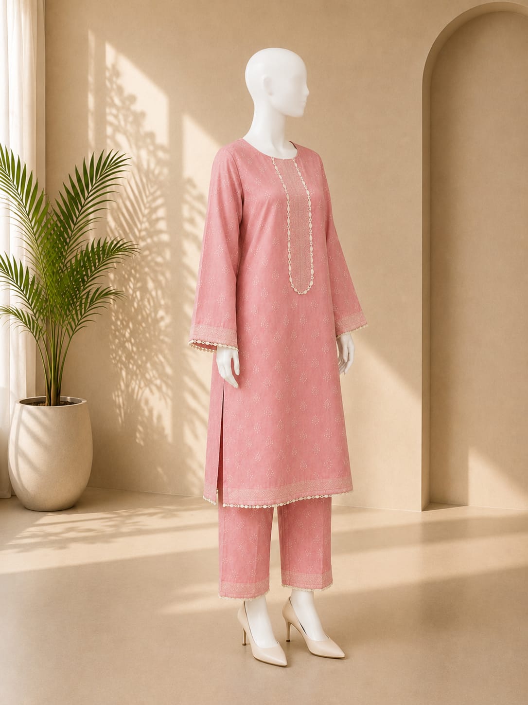 Bin Saeed Lawn 2PC - Pink