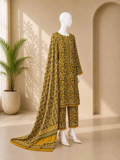 Bin Saeed Lawn 3PC - Mustard Yellow
