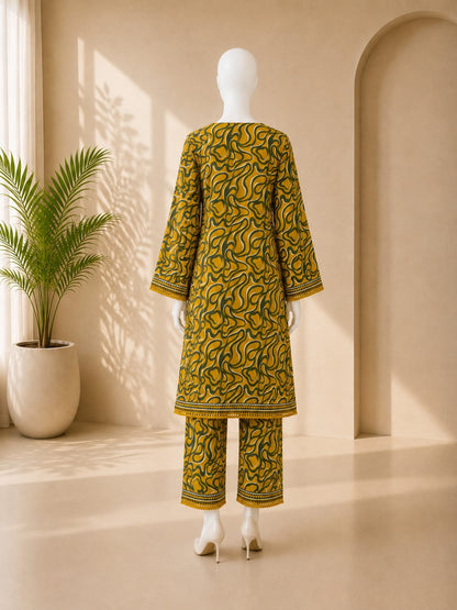 Bin Saeed Lawn 2PC - Mustard Yellow
