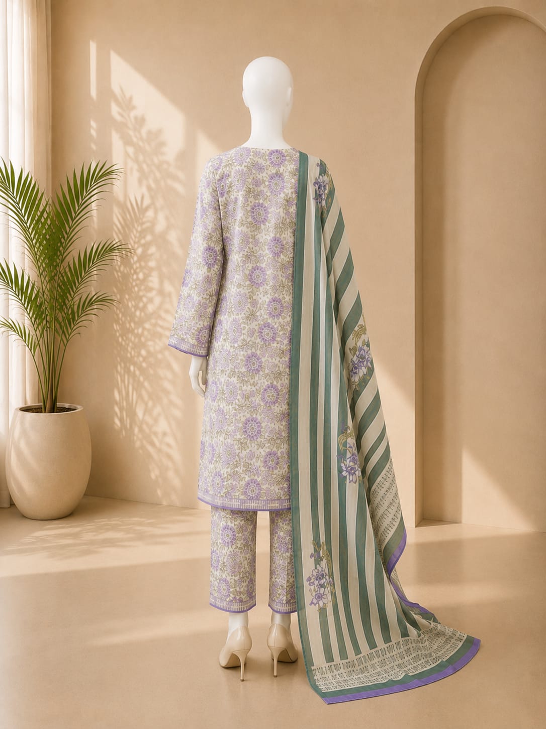 Bin Saeed Lawn 3PC - Soft Green