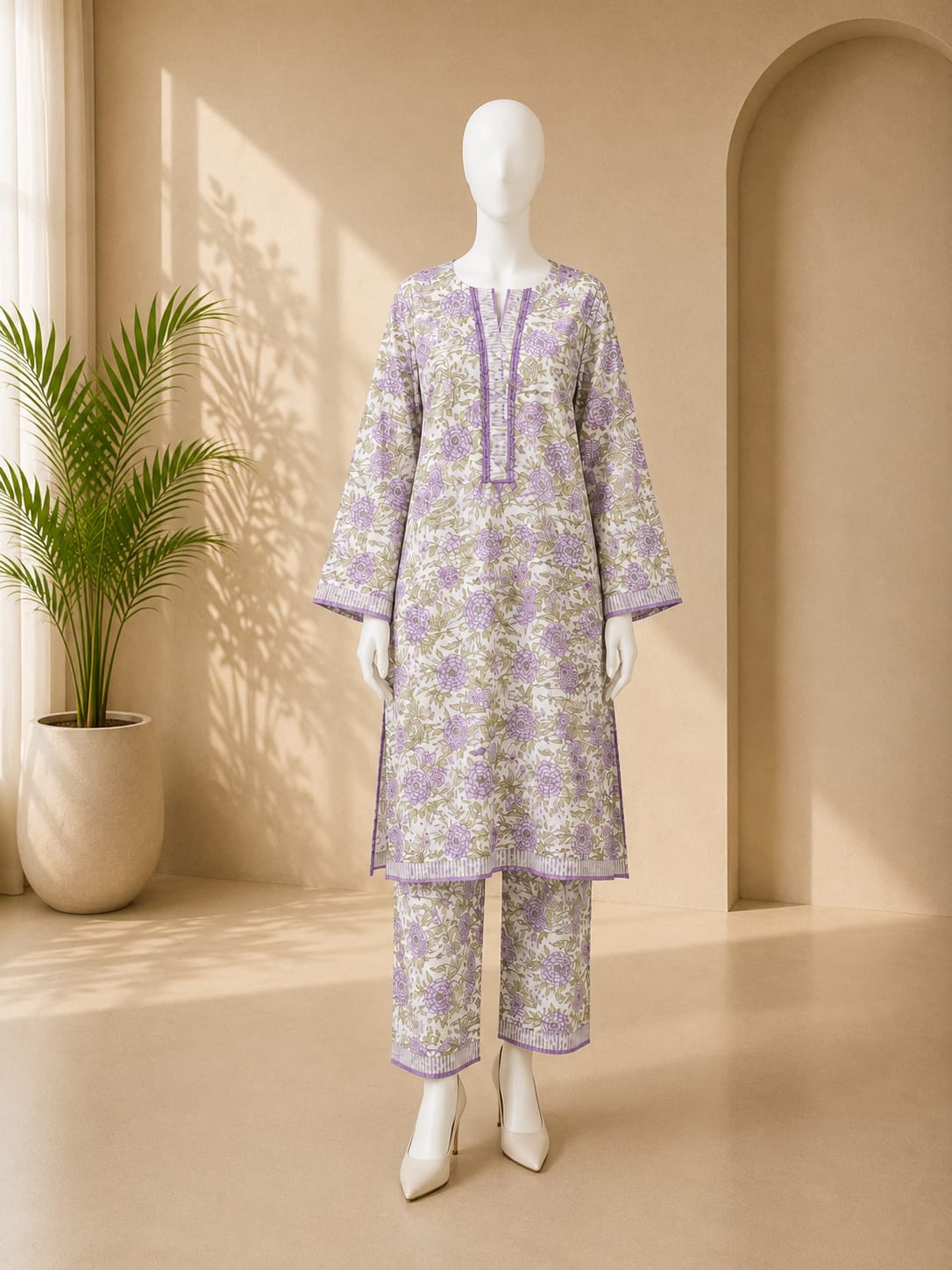 Bin Saeed Lawn 2pc -Soft Green
