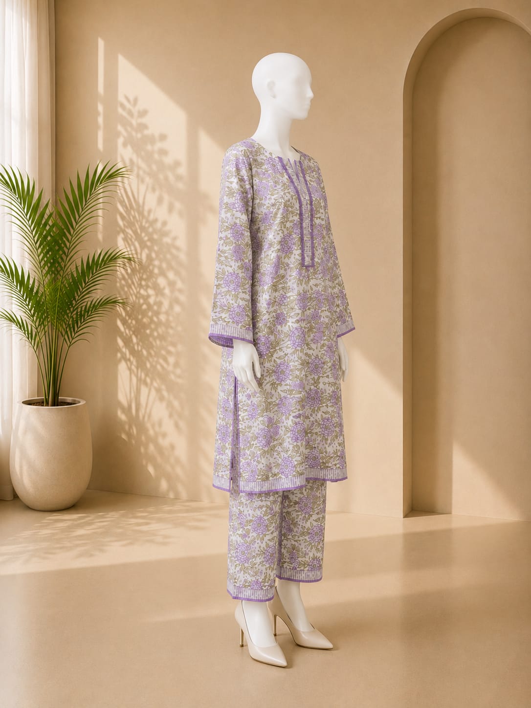 Bin Saeed Lawn 2pc -Soft Green
