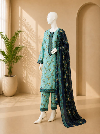 Bin Saeed Lawn 3PC - Light Blue