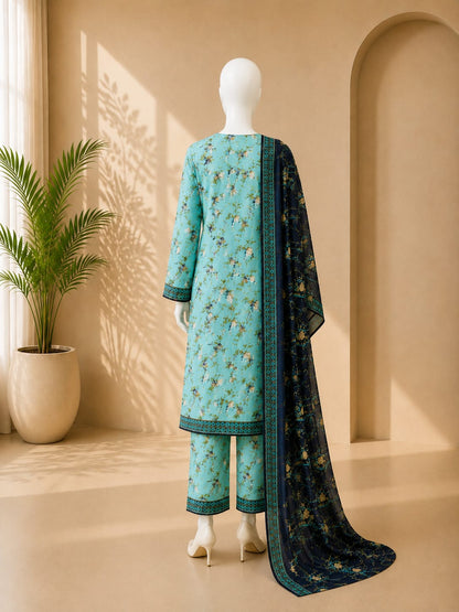 Bin Saeed Lawn 3PC - Light Blue