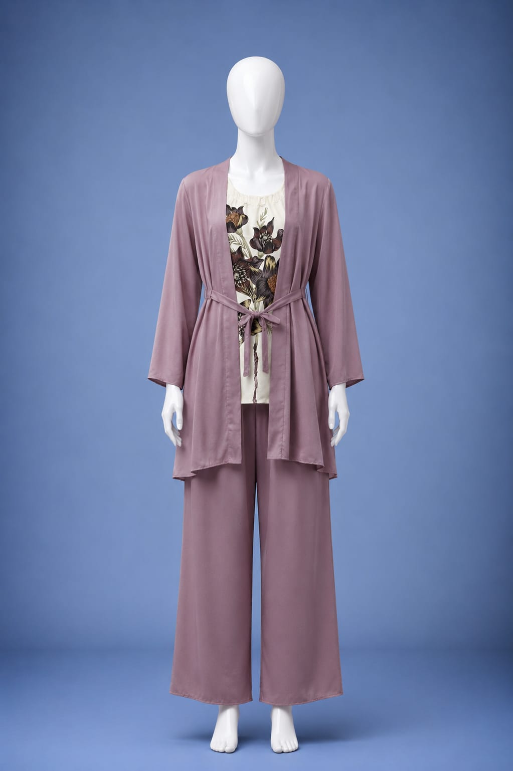 3PC Co-Ord Set - Dusty Pink & Off White