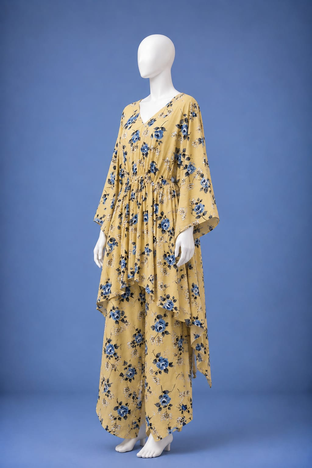 Printed Co-Ord Set - Mustard Yellow & Blue