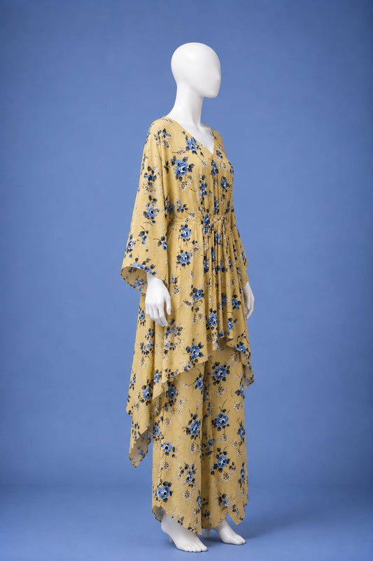 Printed Co-Ord Set - Mustard Yellow & Blue