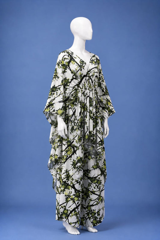 Printed Co-Ord Set - Off White & Green