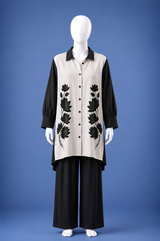 Western Shirt & Trouser Set - Black & White