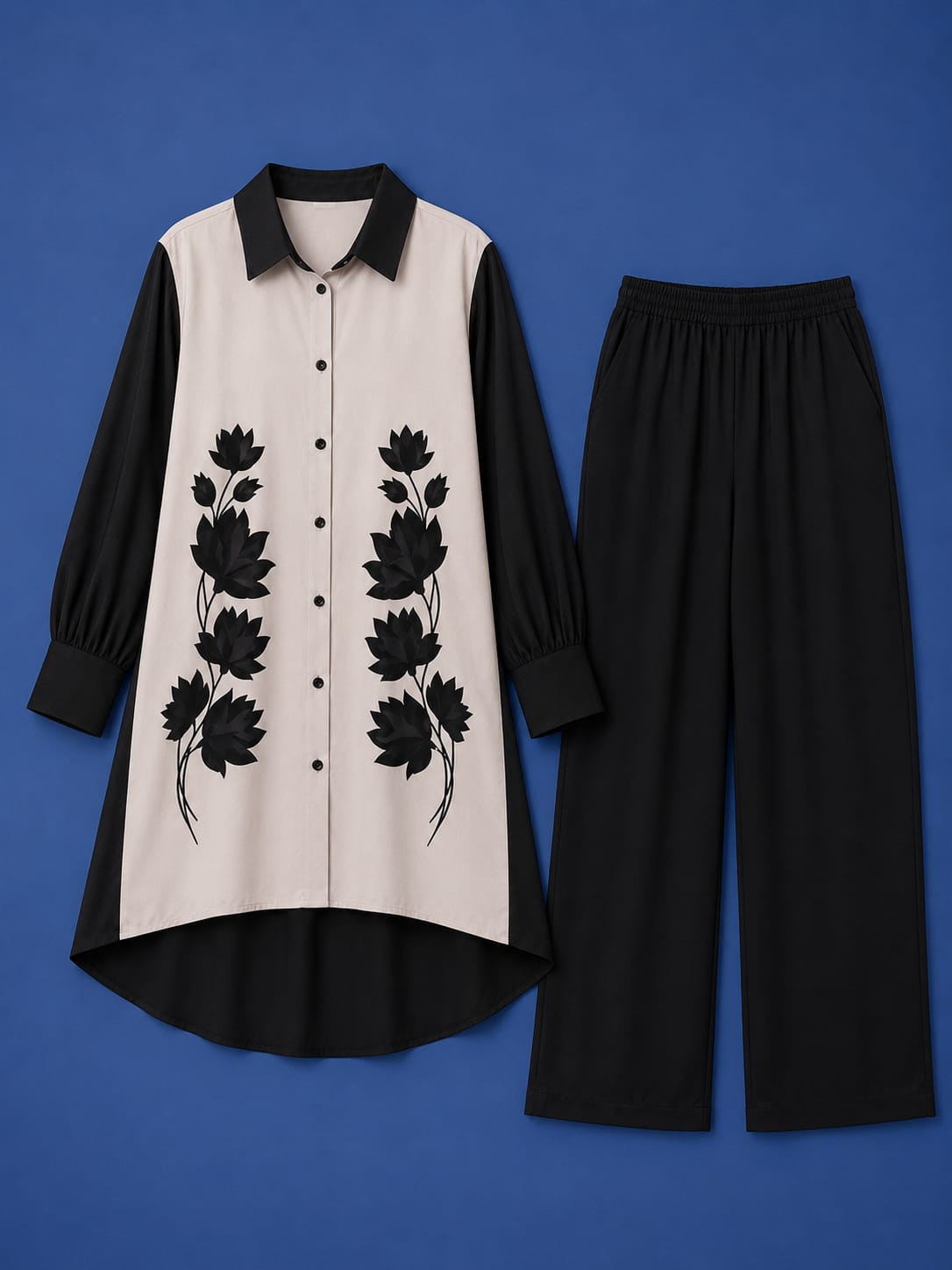 Western Shirt & Trouser Set - Black & White
