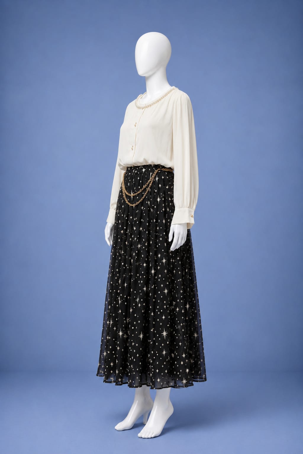 Printed Maxi Dress - White & Black