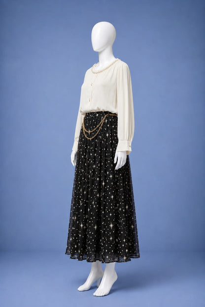 Printed Maxi Dress - White & Black