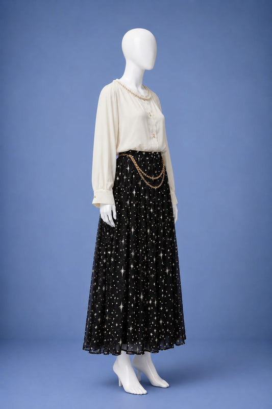Printed Maxi Dress - White & Black