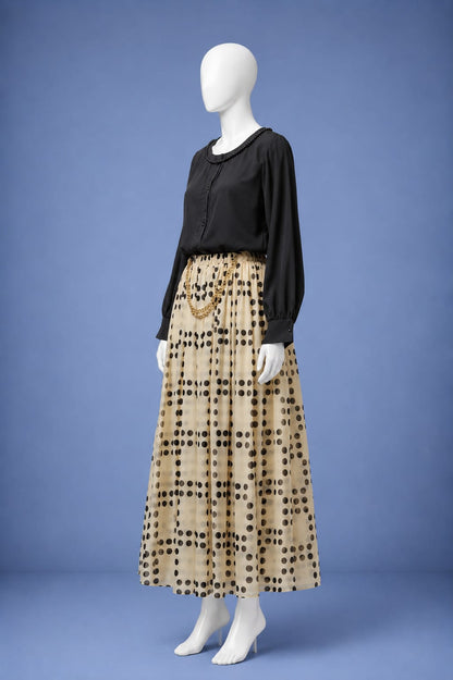 Printed Maxi Dress - Cream & Black