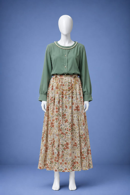 Printed Maxi Dress - Sage & Green