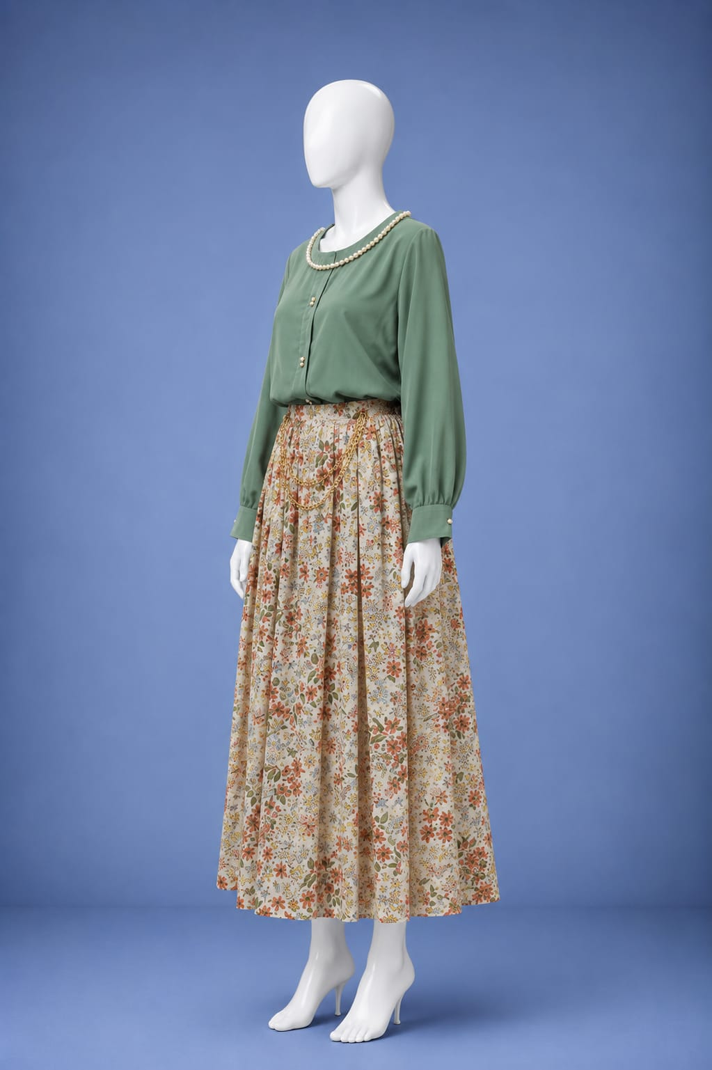 Printed Maxi Dress - Sage & Green