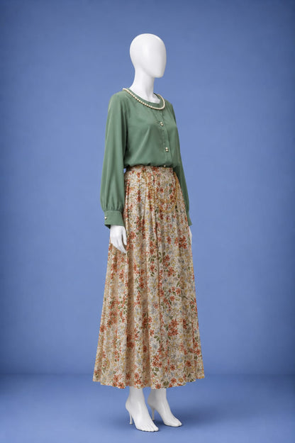 Printed Maxi Dress - Sage & Green