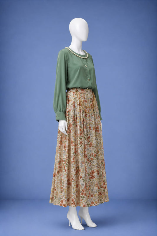 Printed Maxi Dress - Sage & Green