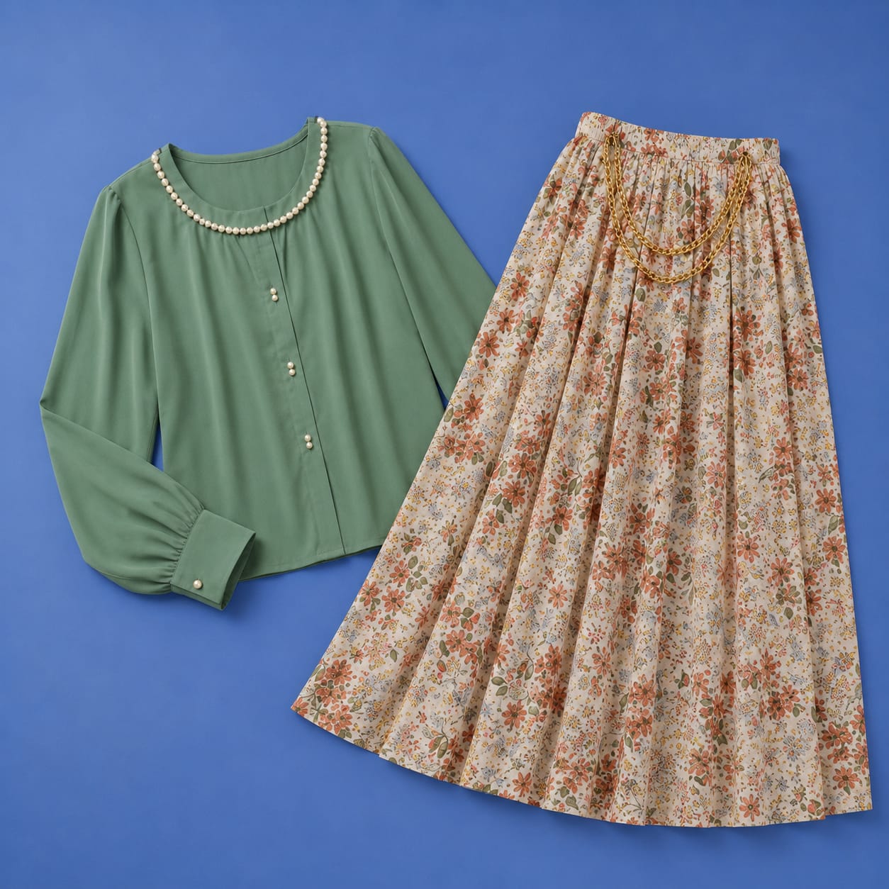 Printed Maxi Dress - Sage & Green