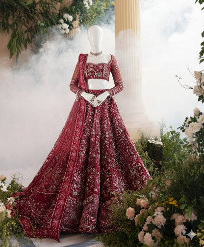 Elara – Maroon Enchanté Bridal Set